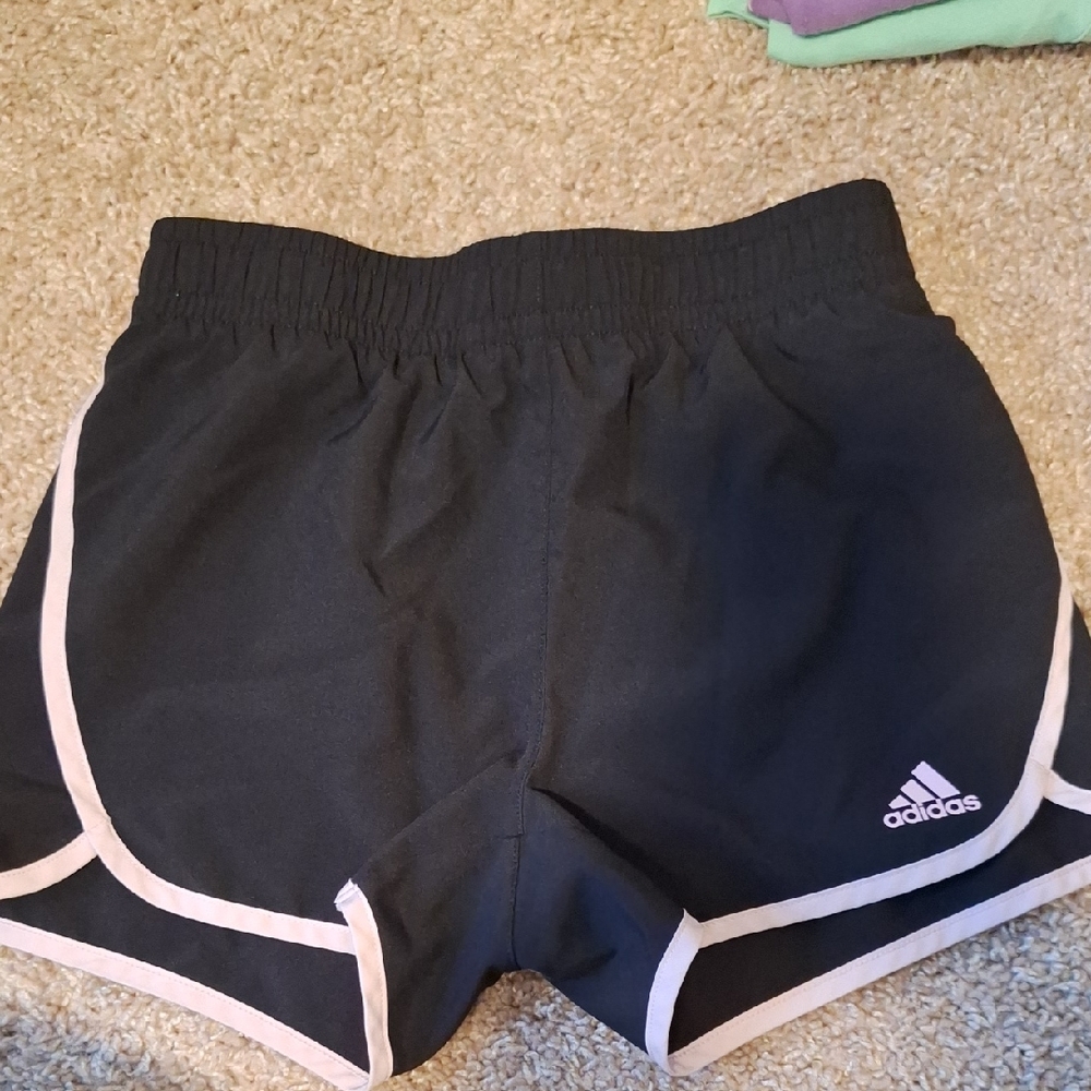 Adidas Girl's Black and Pink Athletic Shorts Size M (10/12)